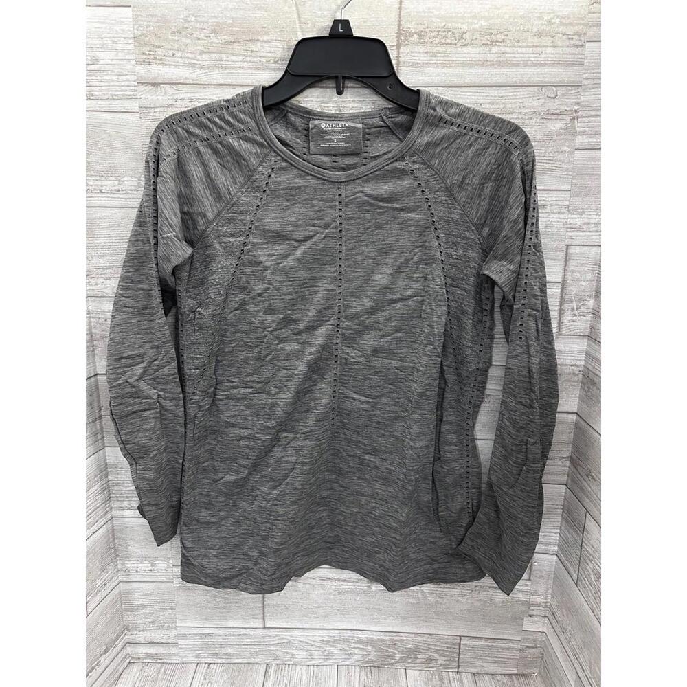 Athleta Gray Long Sleeve Seamless Perforated Top Size Small Lightweight